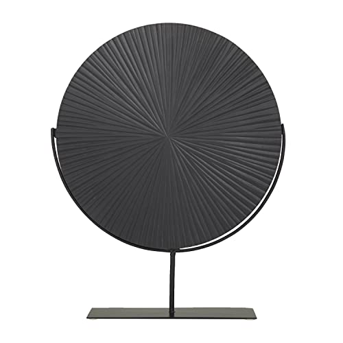 CosmoLiving by Cosmopolitan Metal Starburst Carved Sculpture with Stand, 18.40L x 4.30W x 23.25H, Black
