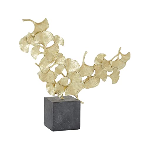 CosmoLiving Handmade Sculpture with Black Block Base, Gold