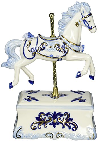 Cosmos 80111 Fine Porcelain Carousel Horse Musical Figurine, 8-1/2-Inch, Blue