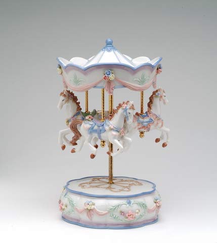 Cosmos Gifts Fine Porcelain Carousel Horses Music Box Figurine (Music Tune: The Carousel Waltz), 10" H