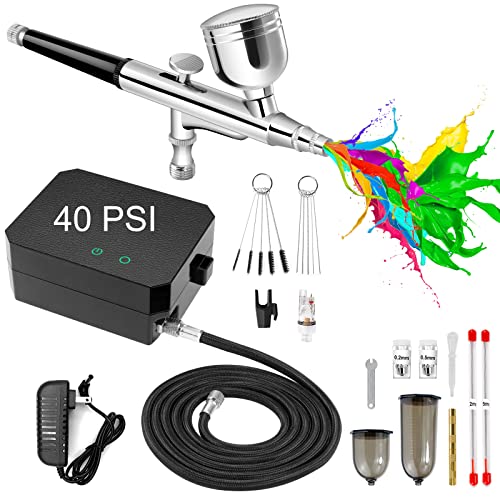 Ophir 110V Pro Airbrush Kit Air Brush Compressor with Tank 0.2mm 0.3mm 0.8mm Airbrushes & Cleaning Kit for Model Hobby Painting Body Tattoo Airbrush