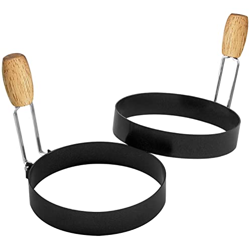 COTEY Egg Rings Set of 2 with Wooden Handle