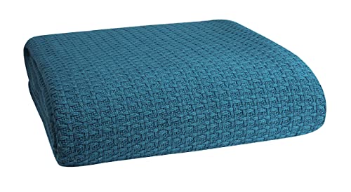 Cotton Bed Blanket, Teal Green - Perfect for All Seasons