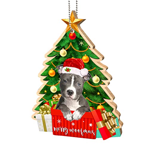 COUPLE FOX Pitbull Dog Ornaments Christmas Tree, Pittie Xmas Tree Hanging Wood Ornaments, Christmas Decoration 2022 for Pit Bull Lovers, Dog Mom, Dog Dad