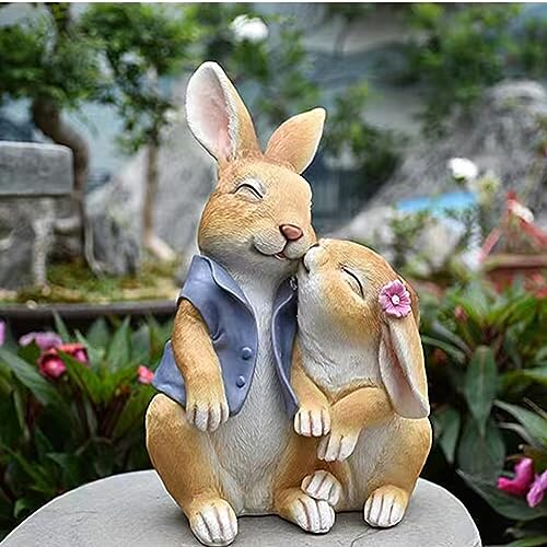 Couple Rabbit Garden Statues Outdoor Decor Bunny Sculptures