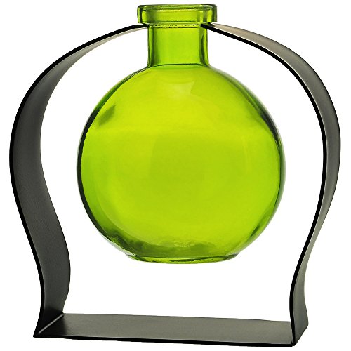 Couronne Company M244-200-01 Ball Recycled Glass Vase & Arched Metal Stand