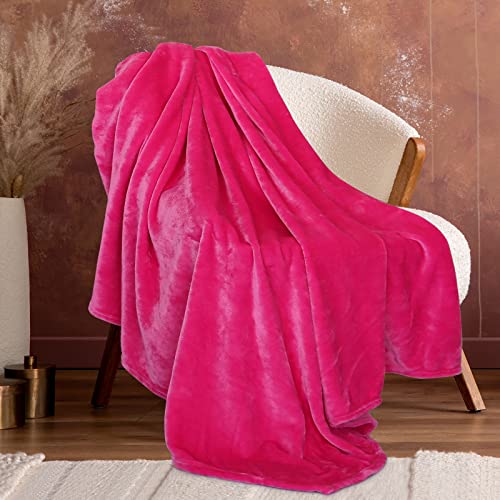 Cozy Fleece Pink Throw Blanket for Couch Chairs