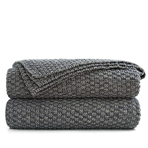 Cozy Grey Knitted Throw Blanket for Couch