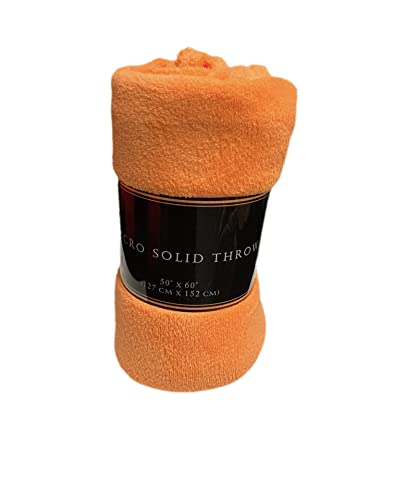 Cozy Lightweight Fleece Throw Blanket for Humans & Animals (Orange)