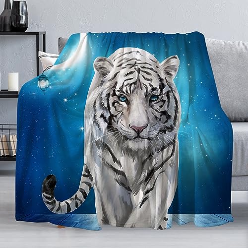 Cozy White Tiger Fuzzy Blanket