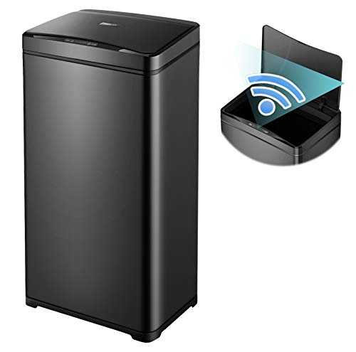 CozyBlock Black Steel Touchless Motion Sensor Trash Can