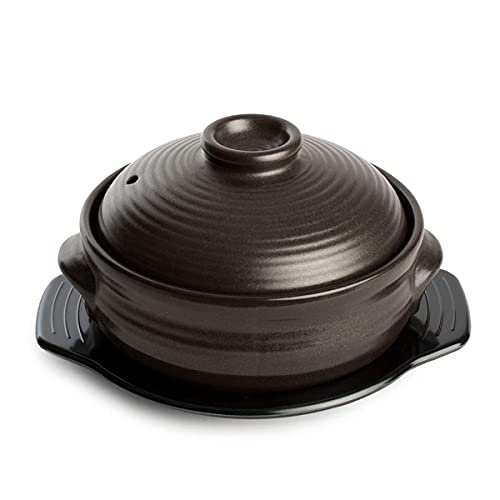 Crazy Korean Cooking Korean Stone Bowl (Dolsot), Sizzling Hot Pot for Bibimbap and Soup - Premium Ceramic (Large with Lid)