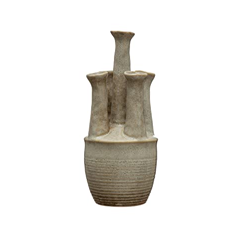 Creative Co-Op Handmade Stoneware Vase with 5 Openings, Reactive Glaze