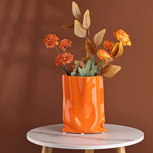 Creative Orange Vase for Home Decor - Unique Cloth Bag Design