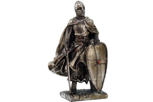 Crusader Knight Statue Silver Finishing