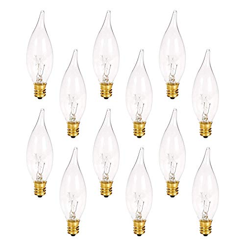 Crystal Clear Bent Tip Candelabra Replacement Bulbs - 12 Pack