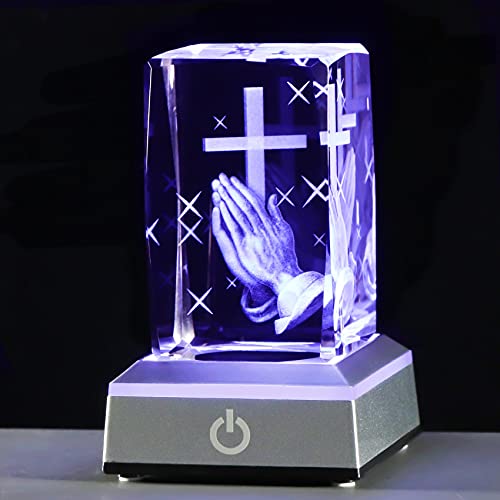 Crystal Cross Figurine with Light Base