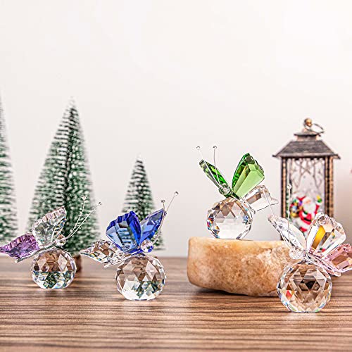 Crystal Flying Butterfly Figurine Set - Home Decorations