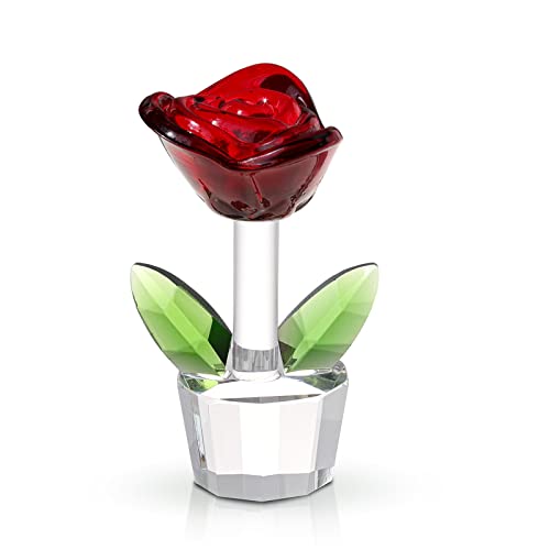Crystal Rose Flower Figurines Home Decor Ornaments