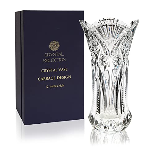 CS Crystal Vase 12-inch high, Cabbage Design