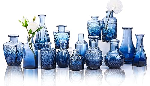 CUCUMI 14pcs Glass Bud Vase Set for Wedding Home Decor