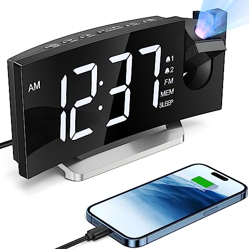 Curved LED Projection Alarm Clock