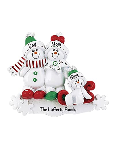 Custom Family Christmas Ornament - Snowman Family of 3