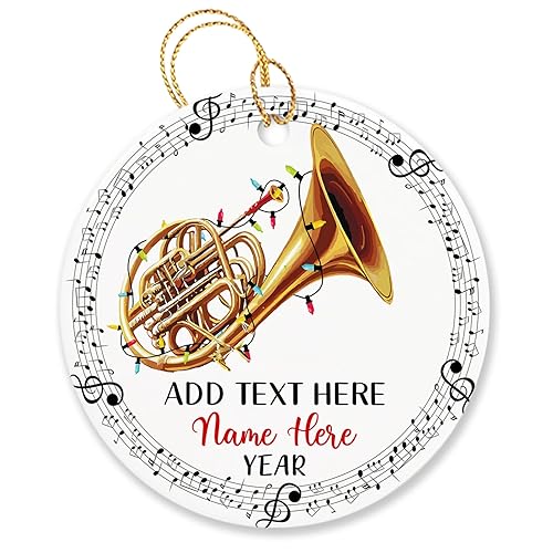 Custom French Horn Xmas Ornament