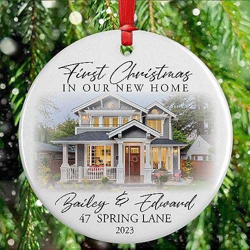 Custom New Home Ornament 2023 w/Your Home Photo, Address