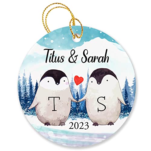 Customized Penguin Couple Christmas Ornament