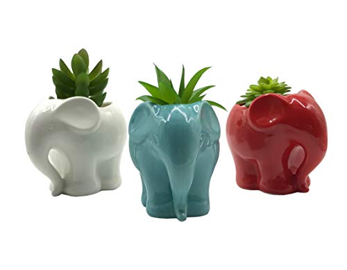 Cute Cartoon Animal Elephant Shaped Ceramic Succulent Cactus Vase Flower Pot