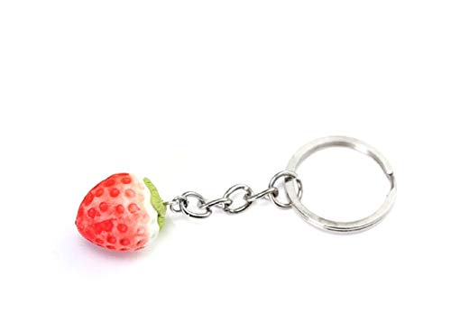 Cute Ceramic Strawberry Keychain Ornament