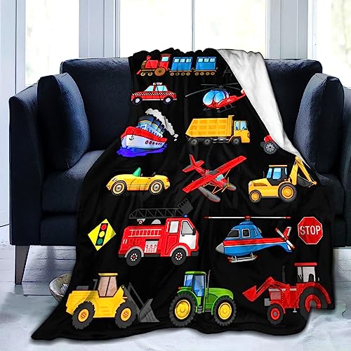 Cute Construction Truck Blanket Throw for Kids