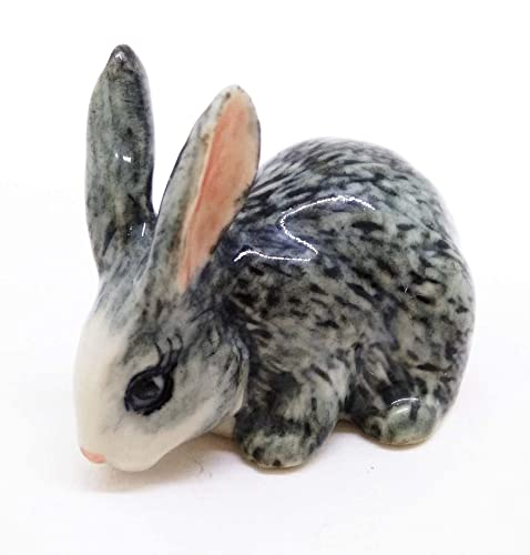 Cute Grey Rabbit Figurine - Collectible Decor