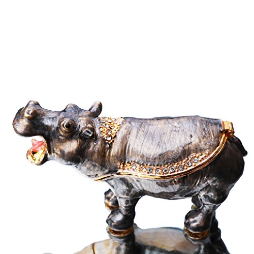 Cute Hippo Trinket Box - Hand-painted Figurine Collectible Ring Holder