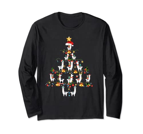 Cute Llama Christmas Tree Long Sleeve T-Shirt
