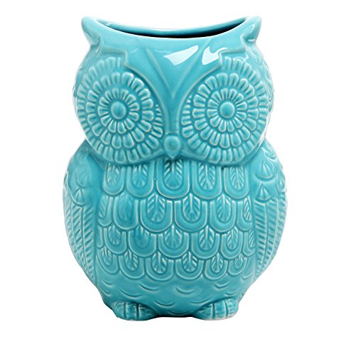 Cute Owl Shaped Ceramic Kitchen Crock Utensil Holder
