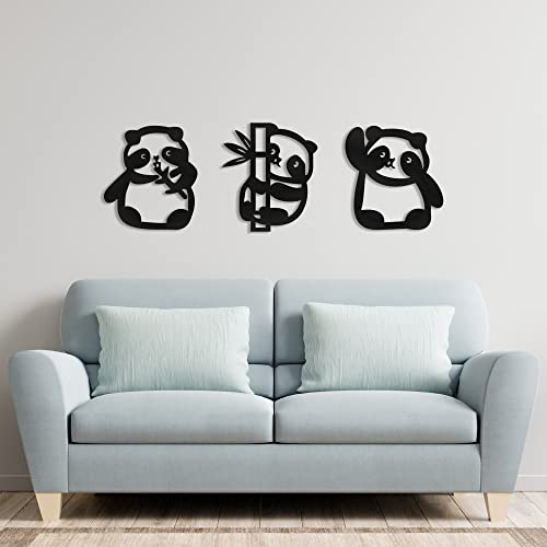 Cute Pandas Wooden Wall Decor