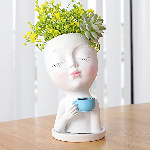 Cute Resin Face Planters for Indoor Outdoor Plants