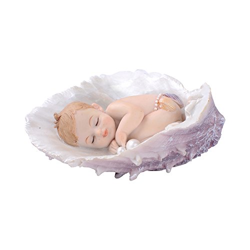 Cute Sleeping Baby in Seashell Figurine