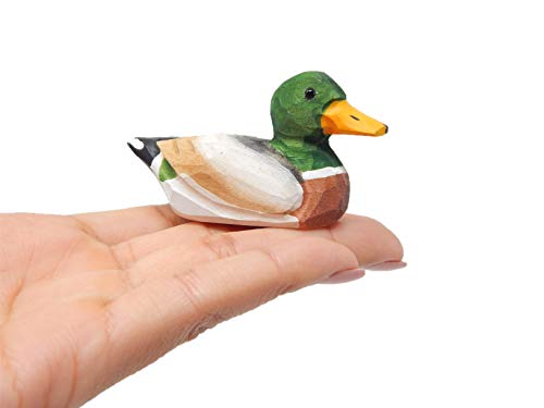 Cute Small Mallard Wooden Duck Figurine