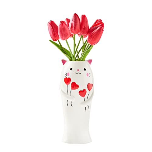 Cute White Cat Ceramic Vase