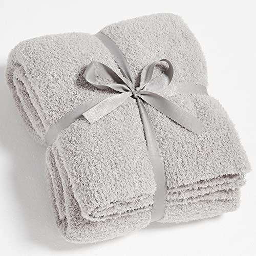 CYMULA Light Grey Knit Throw Blanket