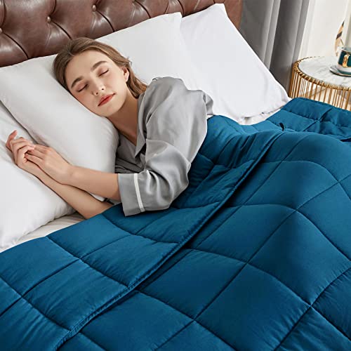 CYMULA Weighted Blanket for Adults 12lbs 48"x 72" Twin Size Navy Cooling Weighted Blankets