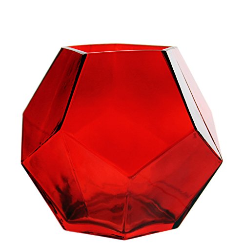 CYS EXCEL Red Glass Geometric Terrarium Bowl
