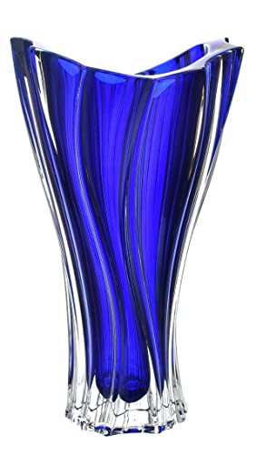 Czech Bohemian Crystal Glass Vase 12'' - Elegant Centerpiece Flower Vase