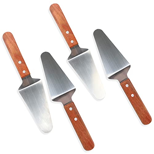CZWESTC 4 Pcs Stainless Steel Pizza Servers with Wooden Handle
