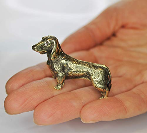 Dachshund Brass Handmade Dog Sculpture - A Lucky Figurine