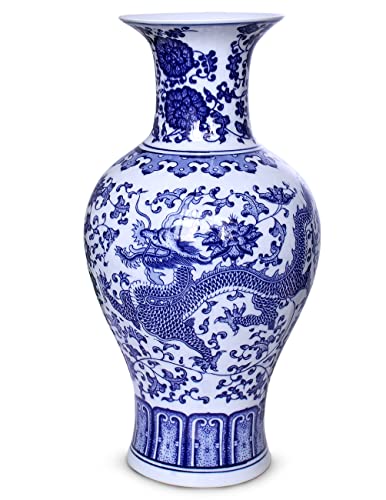 Dahlia Blue and White Porcelain Flower Vase