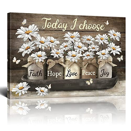 Daisy Butterfly Rustic Wall Art Canvas Prints